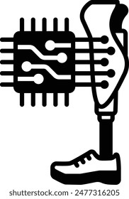 myoelectric prostheses Limb devices vector design, Artificial general intelligence symbol, Natural Language Processing sign, Machine and Deep Learning illustration, AI-powered prosthetic Leg concept