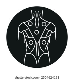 Myofascial pain syndrome color line icon. Diseases of the spine. Vertebrology. Vector isolated element. Editable stroke.