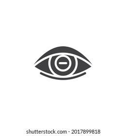 Myopia eye lens vector icon. filled flat sign for mobile concept and web design. Human eye with minus glyph icon. Symbol, logo illustration. Vector graphics