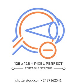 Myopia icon. Eye disease. Nearsightedness medical condition. Far objects are blurry. Vision problems bicolor outline symbol. Duotone linear pictogram. Isolated illustration. Editable stroke