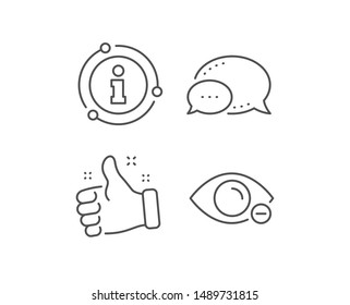 Myopia line icon. Chat bubble, info sign elements. Eye diopter sign. Optometry vision symbol. Linear myopia outline icon. Information bubble. Vector