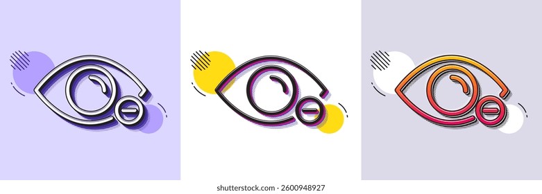 Myopia line icon. Halftone dotted pattern. Gradient icon with grain shadow. Eye diopter sign. Optometry vision symbol. Line myopia icon. Various designs. Vector