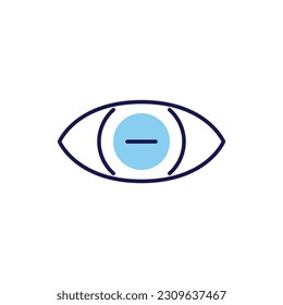 Myopia related vector line icon. Isolated on white background. Vector illustration. Editable stroke