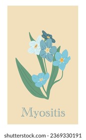 Myositis hand drawn groovy flower card