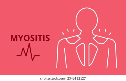 Myositis text on medical background with illustration character Concept of human disease