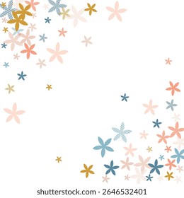 Myosotis abstract flowers vector design. Cute field floral elements isolated. Mother's Day backdrop. Modern flowers Myosotis primitive blossom. Stripy petals.