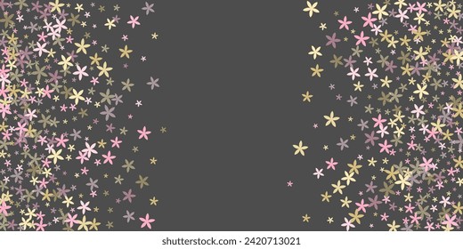 Myosotis stylized flowers vector design. Pretty field floral shapes scattered. Easter holiday ornament. Retro flowers Myosotis rustic bloom. Tabby petals.