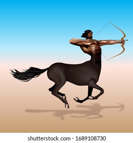 myphological animal centaur with bow and arow