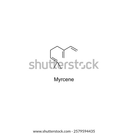 Myrcene skeletal structure.Terpene compound schematic illustration. Simple diagram, chemical structure.
