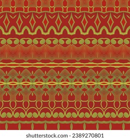 MyRealHoliday : Seamless pattern with decorative ornament. Vector illustration in red and gold colors.