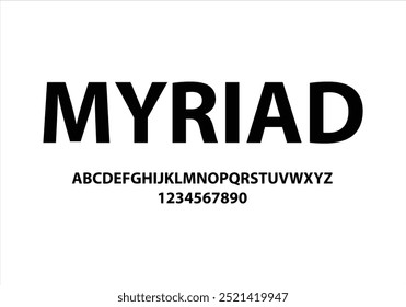 Myriad Bold font for logo and headline. Isolated vector typeset