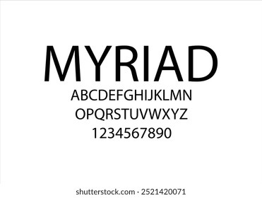 Fuente Myriad Pro para logotipo y titular. Tipografía de Vector aislado