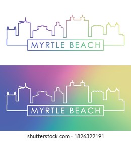 Myrtle Beach skyline. Colorful linear style. Editable vector file.
