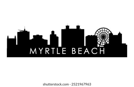 Myrtle Beach skyline silhouette. Black Myrtle Beach city design isolated on white background. 