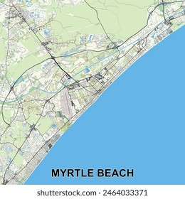 Myrtle Beach, South Carolina, USA map poster art