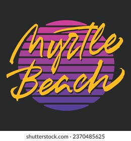 Myrtle Beach Vektorlogo-Design. Handgezeichnete Kunstwerke