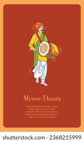 mysore dasara celebration drummer poster design vector