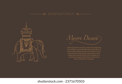 mysore dasara celebration elephant with ambari utsav line drawing