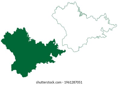 Mysore district (Karnataka State, Republic of India, Mysore division) map vector illustration, scribble sketch Mysore map