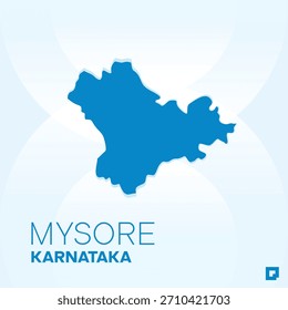 MYSORE District Map, Karnataka, India – Editable Vector Outline.