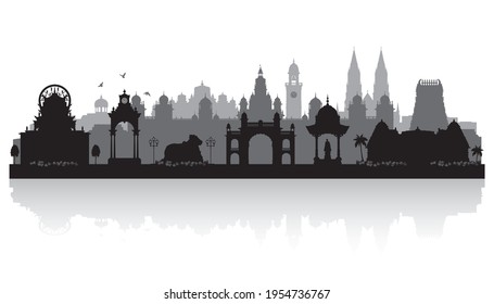 Mysore India city skyline vector silhouette illustration