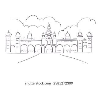 Mysore Palace Amba Vilas Palace Karnataka India vector sketch de la ciudad línea de arte simple