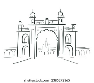 Mysore Palace Amba Vilas Palace Karnataka India vector sketch city illustration line art sketch simple