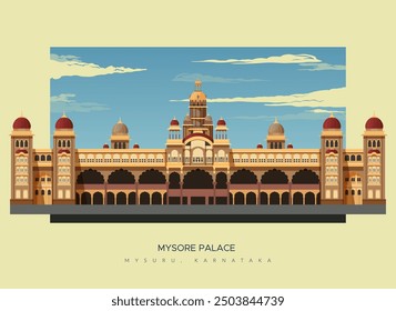 Mysore Palace - Amba Vilas Palace -Mysuru, Karnataka - Ilustración de stock como archivo EPS 10