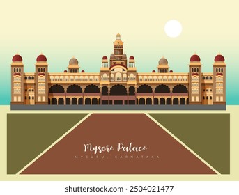 Mysore Palace - Amba Vilas Palace -Mysuru, Karnataka - Ilustración de stock como archivo EPS 10