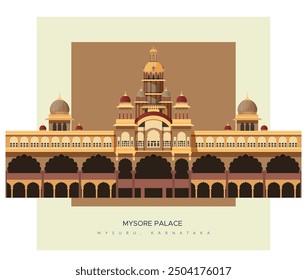 Mysore Palace - Amba Vilas Palace -Mysuru, Karnataka - Stock Illustration as EPS 10 File