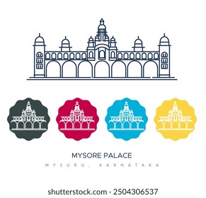 Mysore Palace - Amba Vilas Palace -Mysuru, Karnataka - Stock Illustration as EPS 10 File