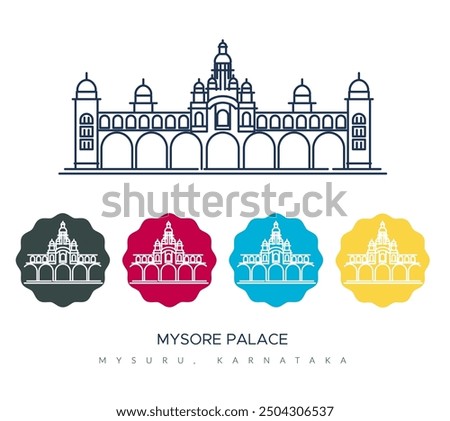 Mysore Palace - Amba Vilas Palace -Mysuru, Karnataka - Stock Illustration as EPS 10 File