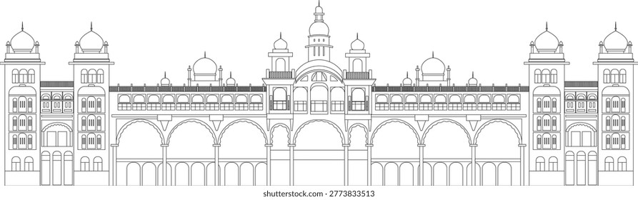 Mysore Palace Elegant Line Art Illustration