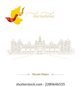 mysore palace karnataka line drawing vector