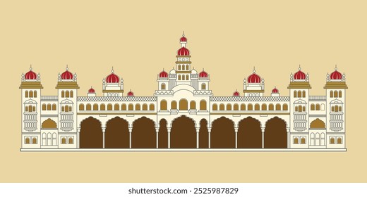 Ilustração mínima do vetor do palácio de Mysore 