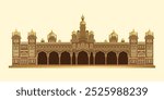Mysore place vector minimal golden illustration
