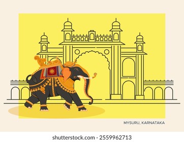 Mysore Traditional Elephant Illustration - as EPS 10 File