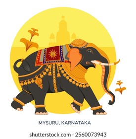 Mysore Traditional Elephant Illustration - as EPS 10 File