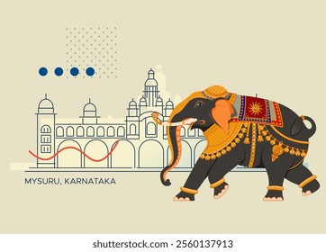 Mysore Traditional Elephant Illustration - as EPS 10 File