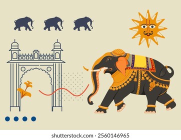 Mysore Traditional Elephant Illustration - as EPS 10 File