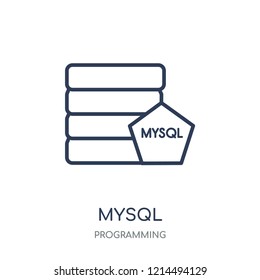 Mysql icon. Mysql linear symbol design from Programming collection. Simple outline element vector illustration on white background.