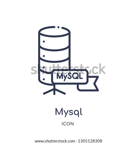 mysql icon from programming outline collection. Thin line mysql icon isolated on white background.