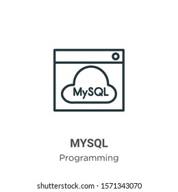 Mysql outline vector icon. Thin line black mysql icon, flat vector simple element illustration from editable programming concept isolated on white background