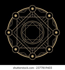 mysterious abstract golden sacred magical circle symbol