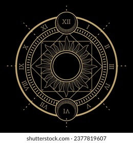 mysterious abstract golden sacred magical circle symbol