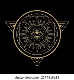mysterious abstract golden sacred magical circle symbol