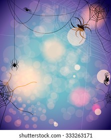 Mysterious background with spiders. Design for card, banner, invitation, leaflet and so on.