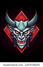 Mysterious Baphomet Head Illustration A captivating and enigmatic portrayal of the iconic occult symbol. Intricate details and dark symbolism