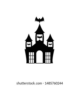 Mysterious Bat Castle Halloween Symbol Vector Icon