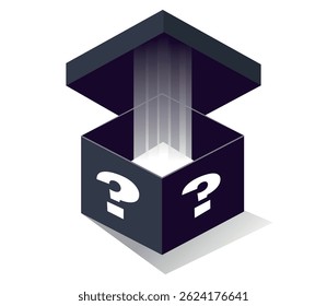 Mysterious black box in isometric style, vector illustration.